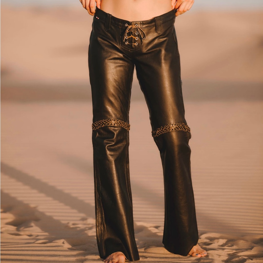 Y2K Leather Tommy Hilfiger pants